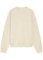Saint Laurent Logo-embroidered Cotton Sweatshirt Off White