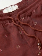 SMR Days - Embroidered Cotton Drawstring Shorts - Burgundy