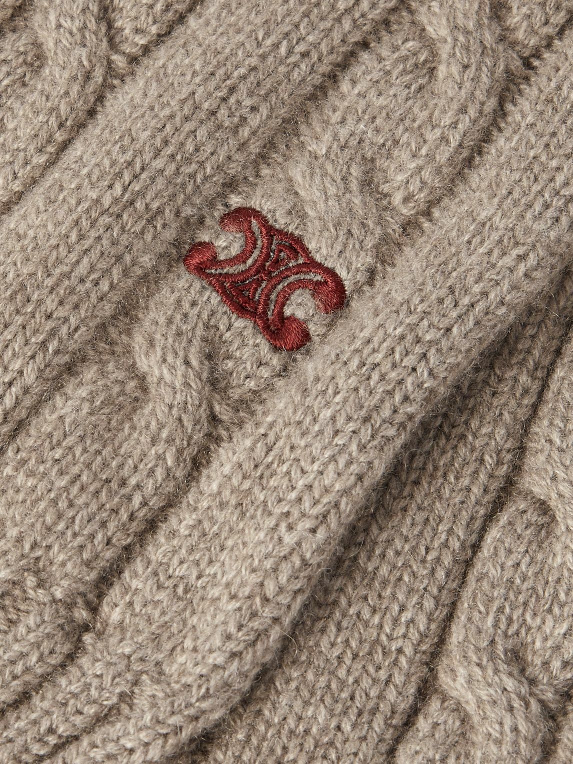 CELINE - Logo-Embroidered Cable-Knit Cashmere Scarf