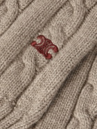 CELINE - Logo-Embroidered Cable-Knit Cashmere Scarf