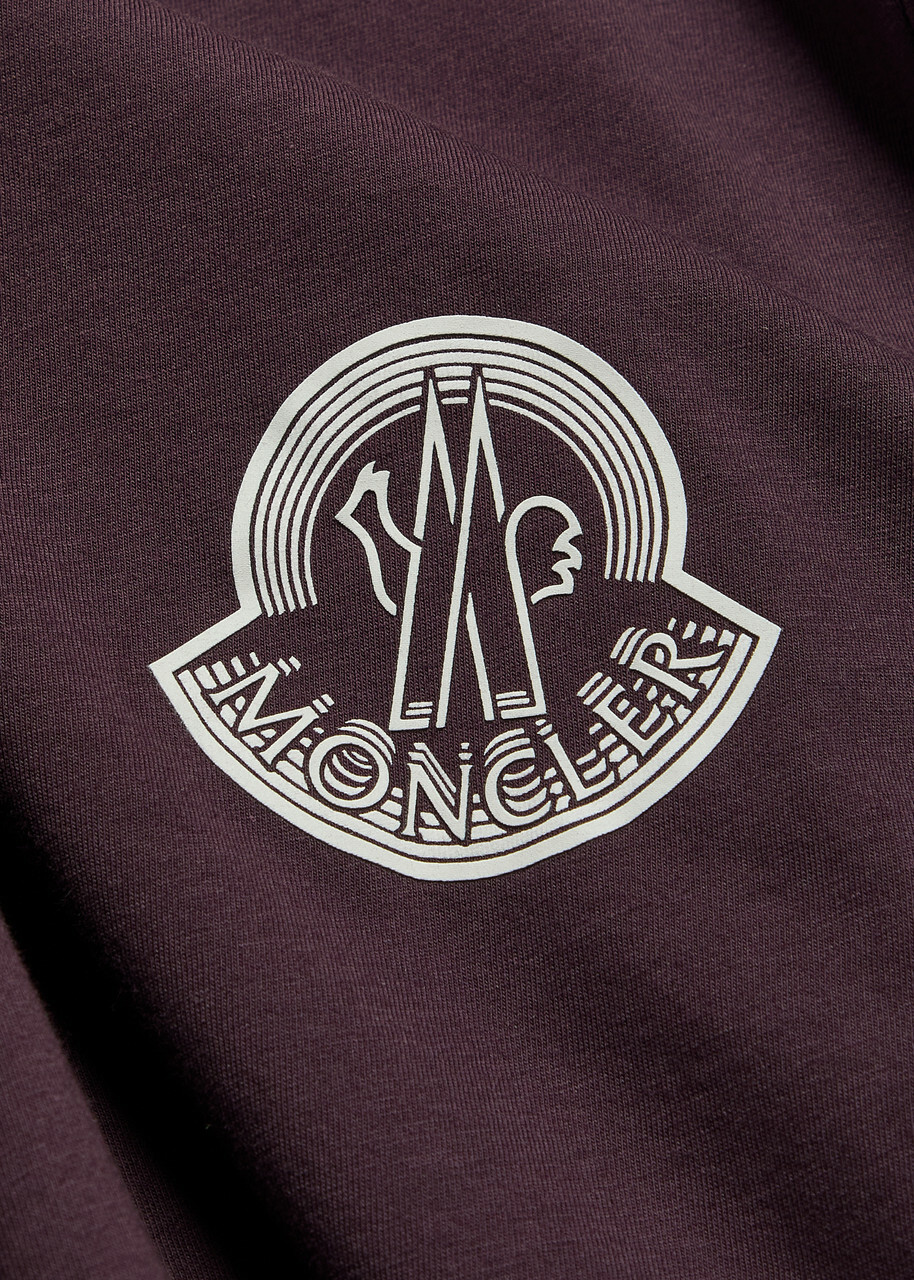 Moncler Badge Printed Cotton T-shirt Purple