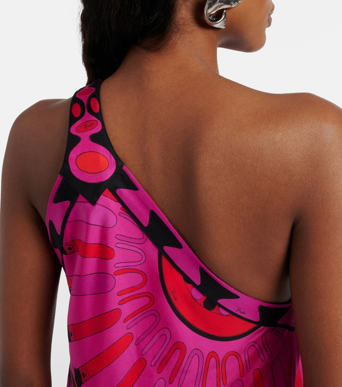 Pucci Soleil asymmetric silk twill midi dress