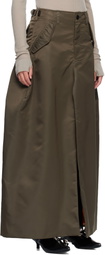 sacai Khaki Nylon Twill Maxi Skirt