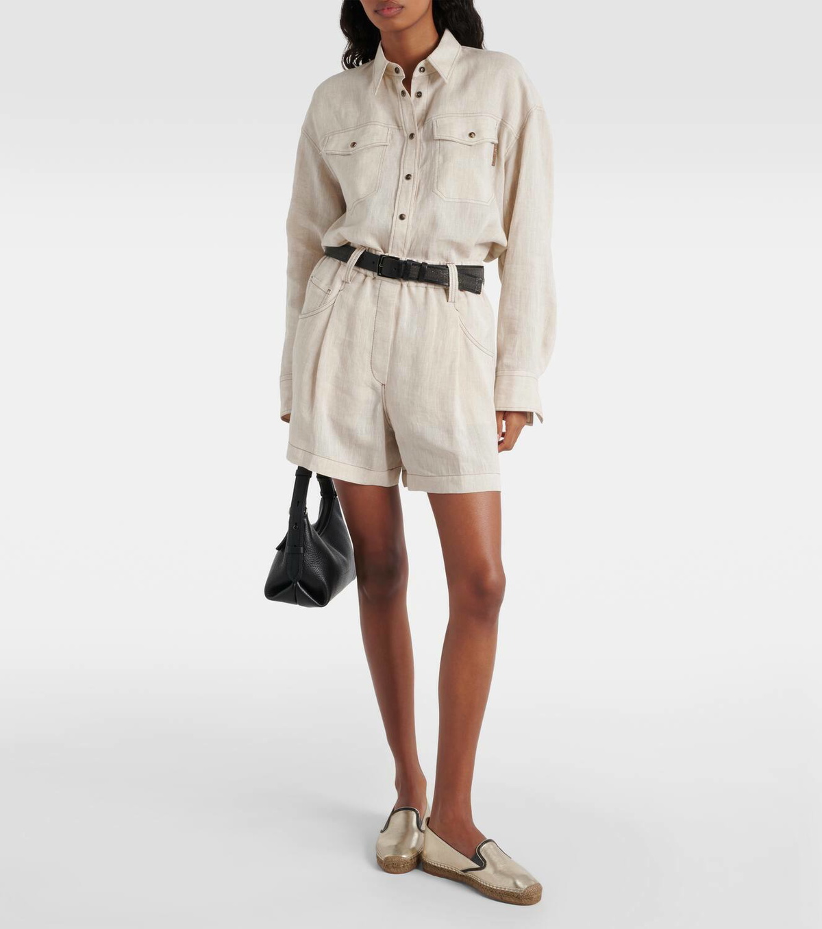 Brunello Cucinelli Monili-embellished leather espadrilles