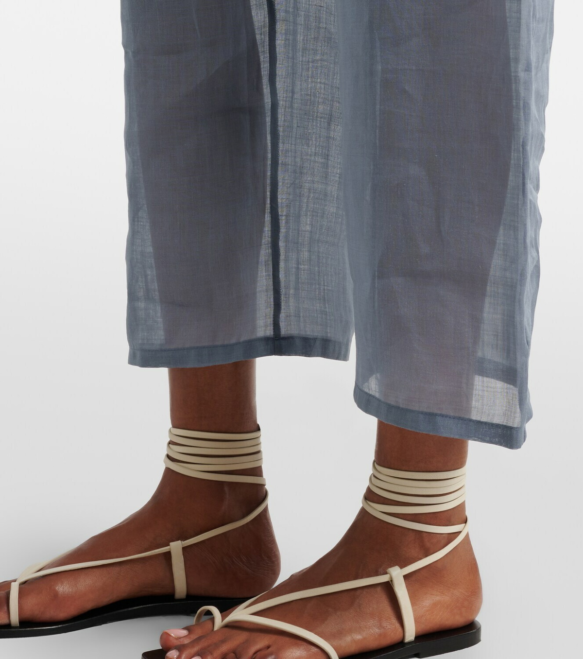 Leset Niko cropped wide-leg ramie pants