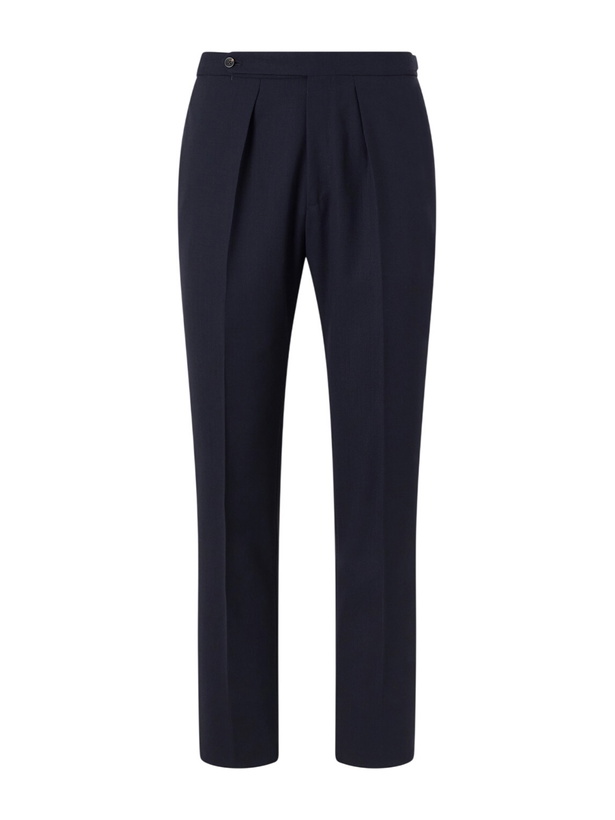 Photo: Drake's - Straight-Leg Pleated Virgin Wool Suit Trousers - Blue
