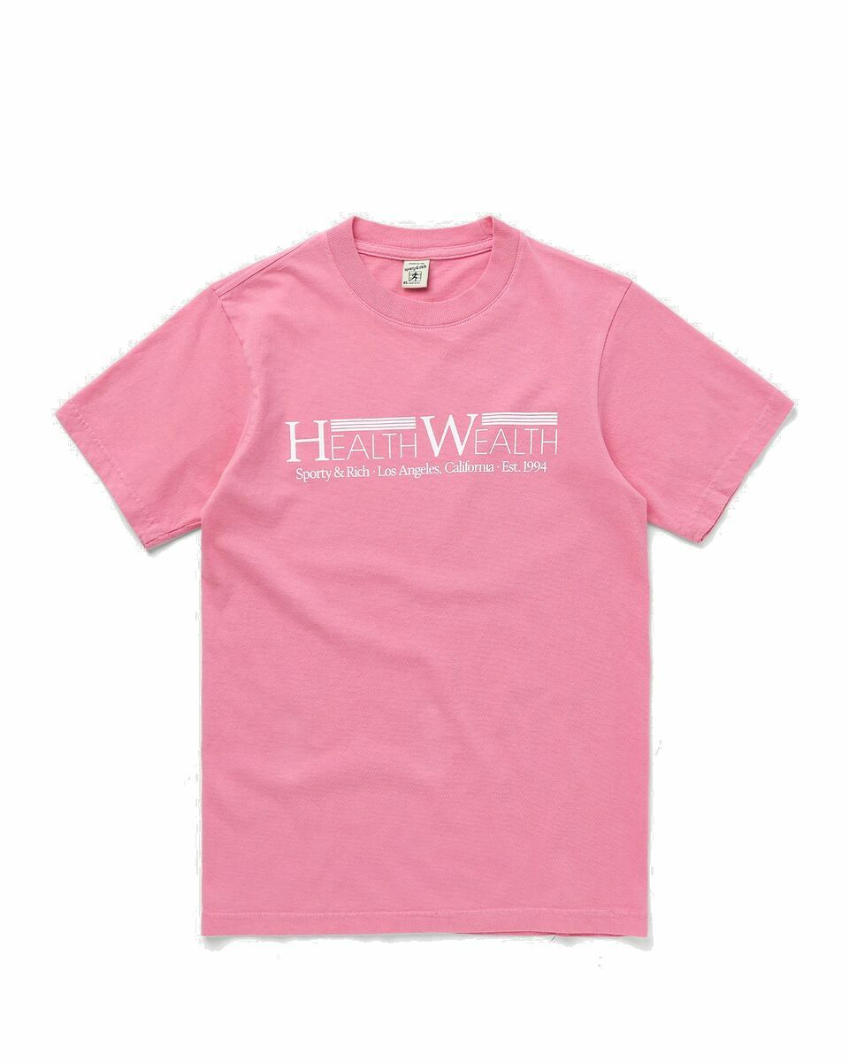 Photo: Sporty & Rich Health Wealth 94 T Shirt Pink - Mens - Shortsleeves