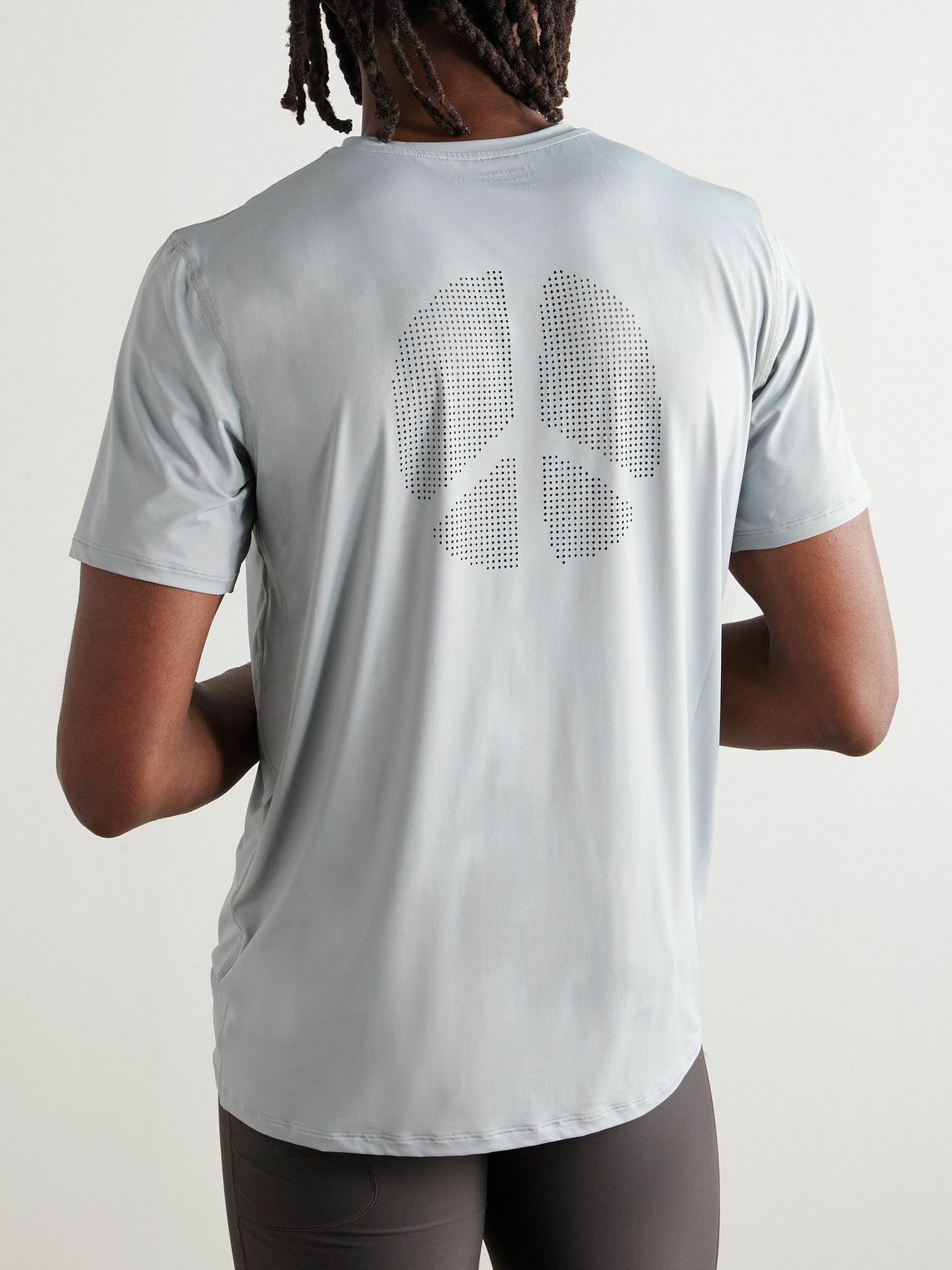 DISTRICT VISION - Logo-Print Perforated Aloe Stretch-Jersey T-Shirt - Gray
