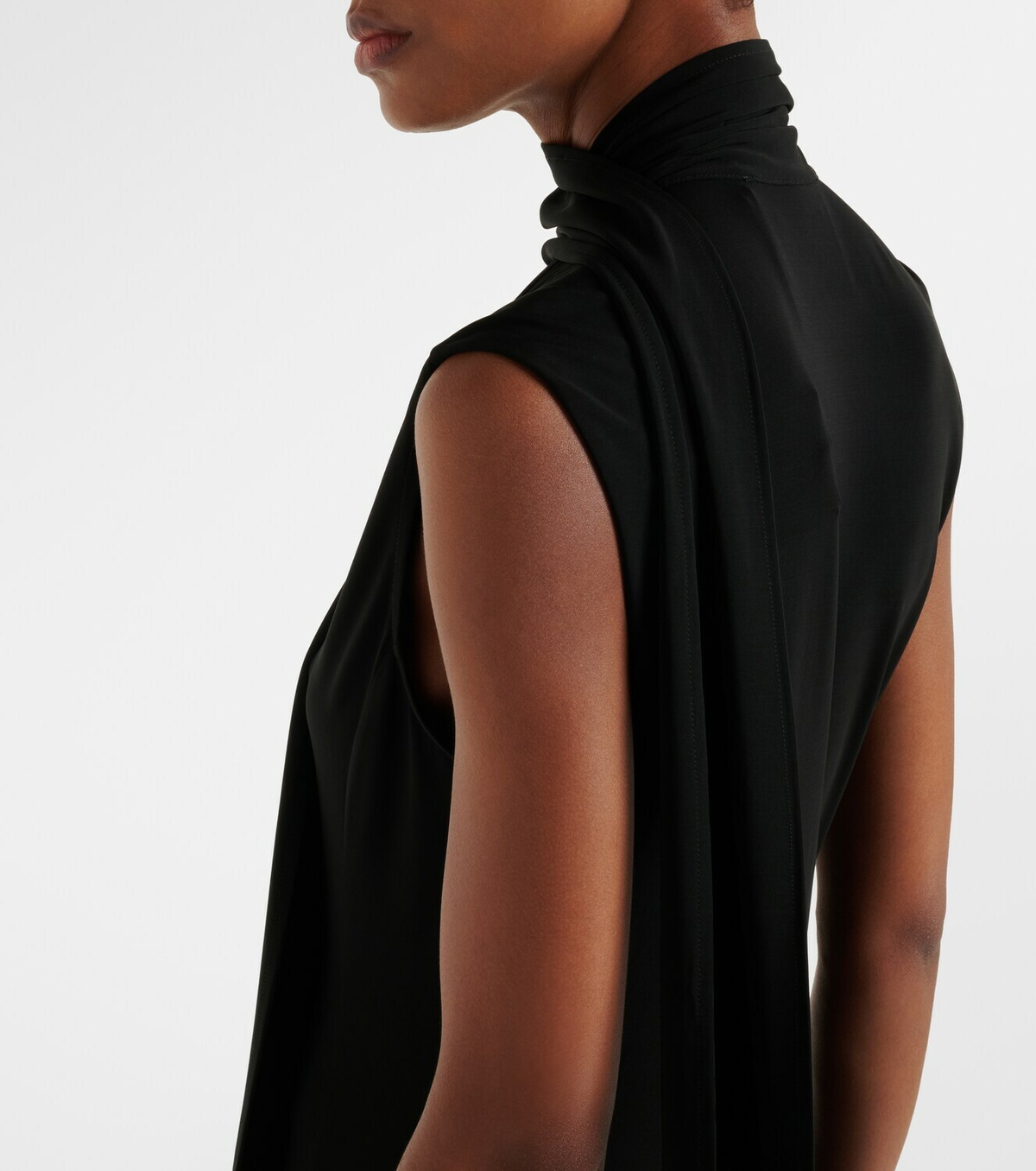 Plan C Scarf-detail jersey maxi dress