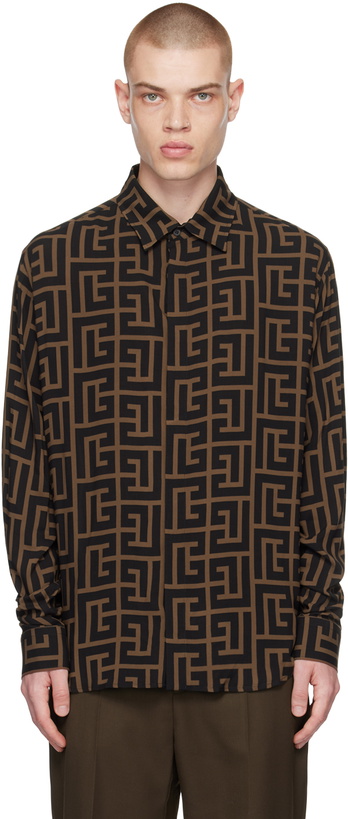 Photo: Balmain Brown Monogrammed Shirt