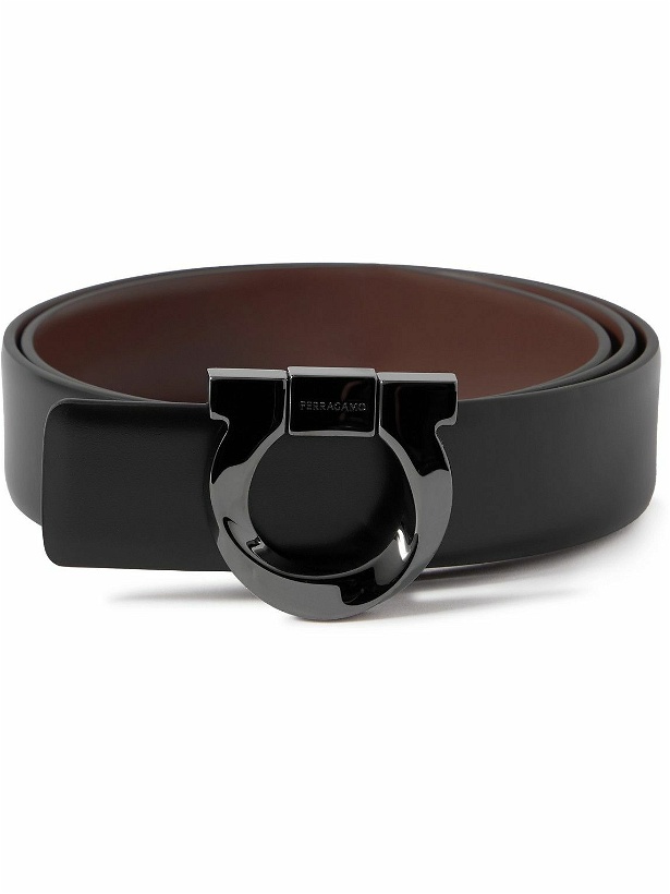 Photo: FERRAGAMO - 3.5cm Gancini Reversible Leather Belt - Black