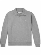 Maison Kitsuné - Logo-Appliquéd Cotton-Jersey Half-Zip Sweatshirt - Gray