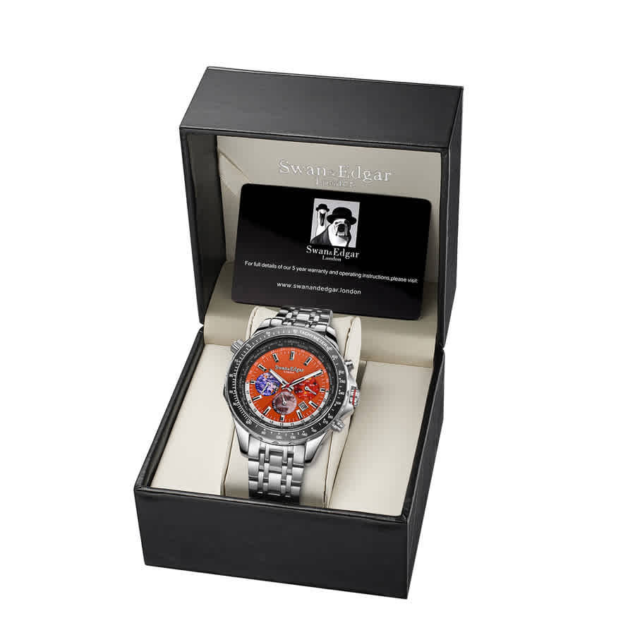 Swan & Edgar World Timer Orange Dial Mens Watch SE01000S