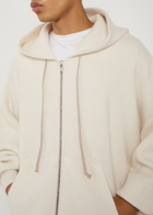 Rick Owens Maglia Zipped Hooded Knit Jumper Cream