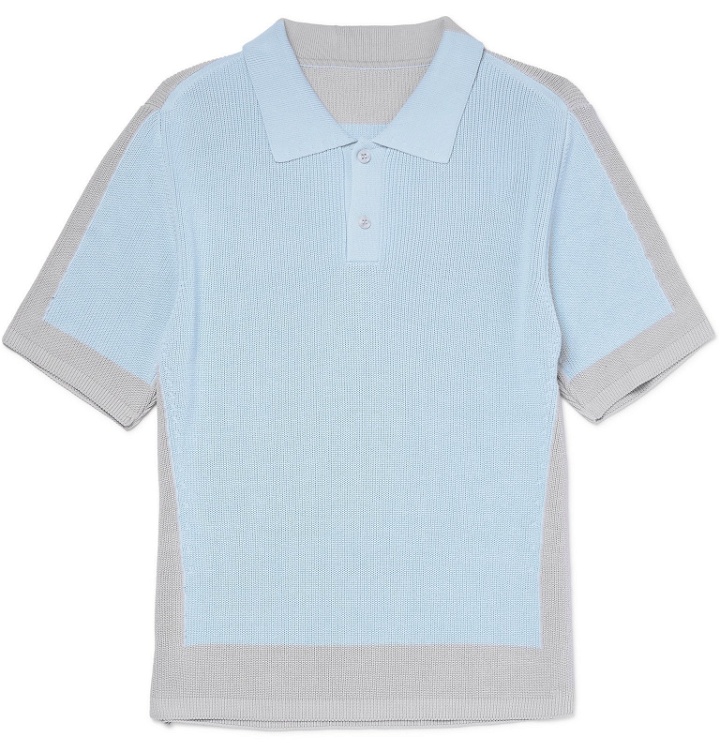 Photo: Jacquemus - Colour-Block Cable-Knit Polo Shirt - Blue