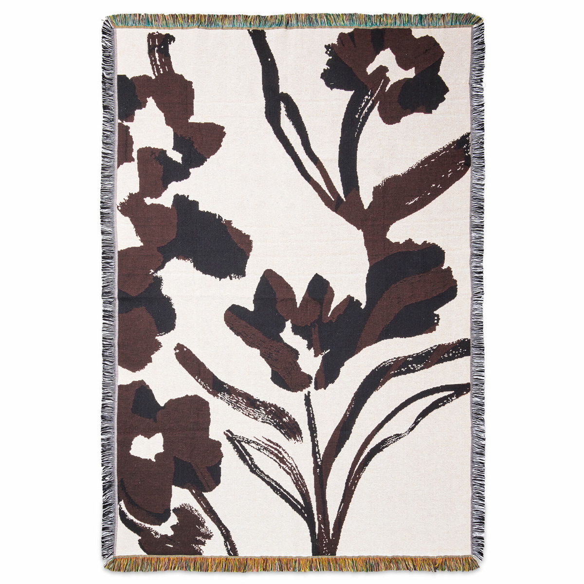 ferm LIVING Cilla Tapestry Blanket in Off-White/Dark Grape 