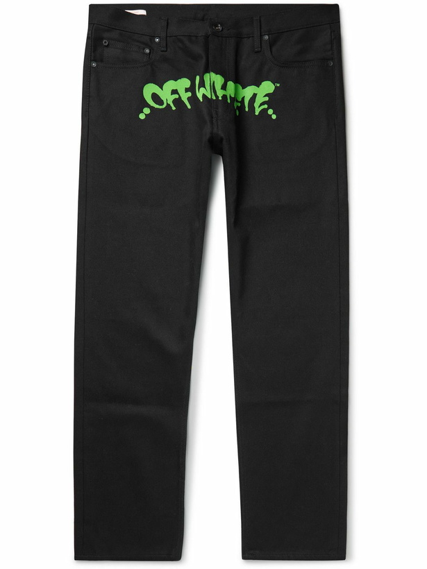 Photo: Off-White - Neen Straight-Leg Logo-Print Jeans - Black