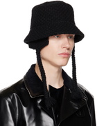 Y's Black Ear Flap Bucket Hat