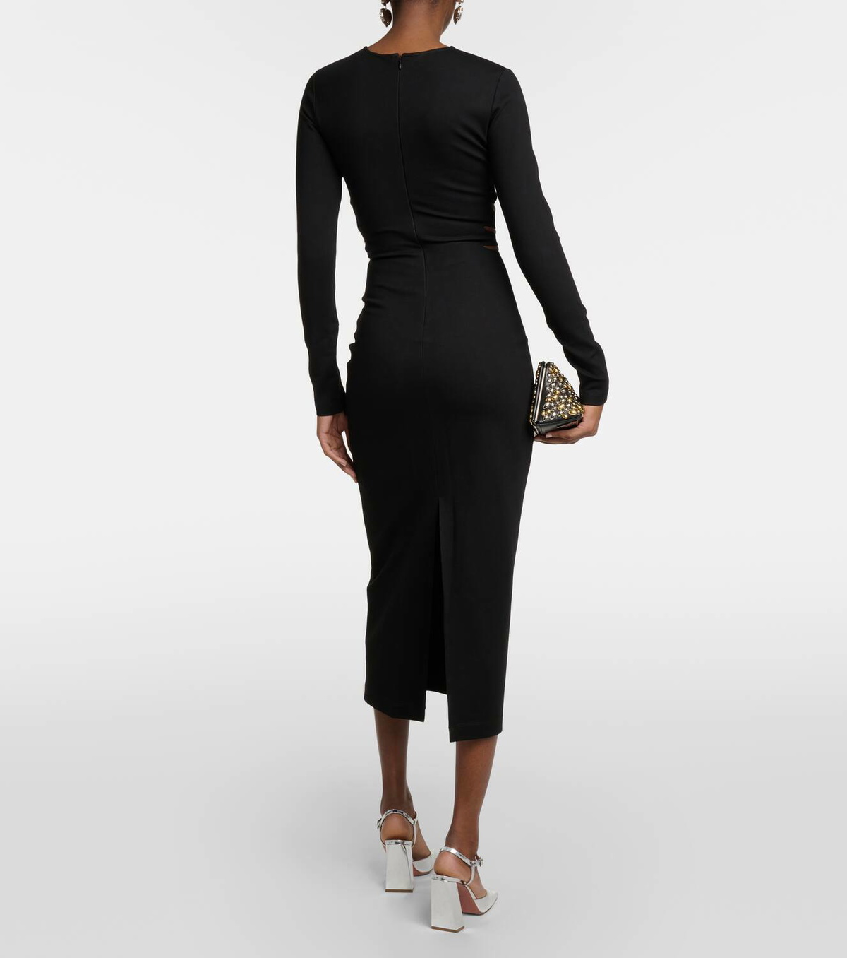 Area Claw embellished jersey midi dress