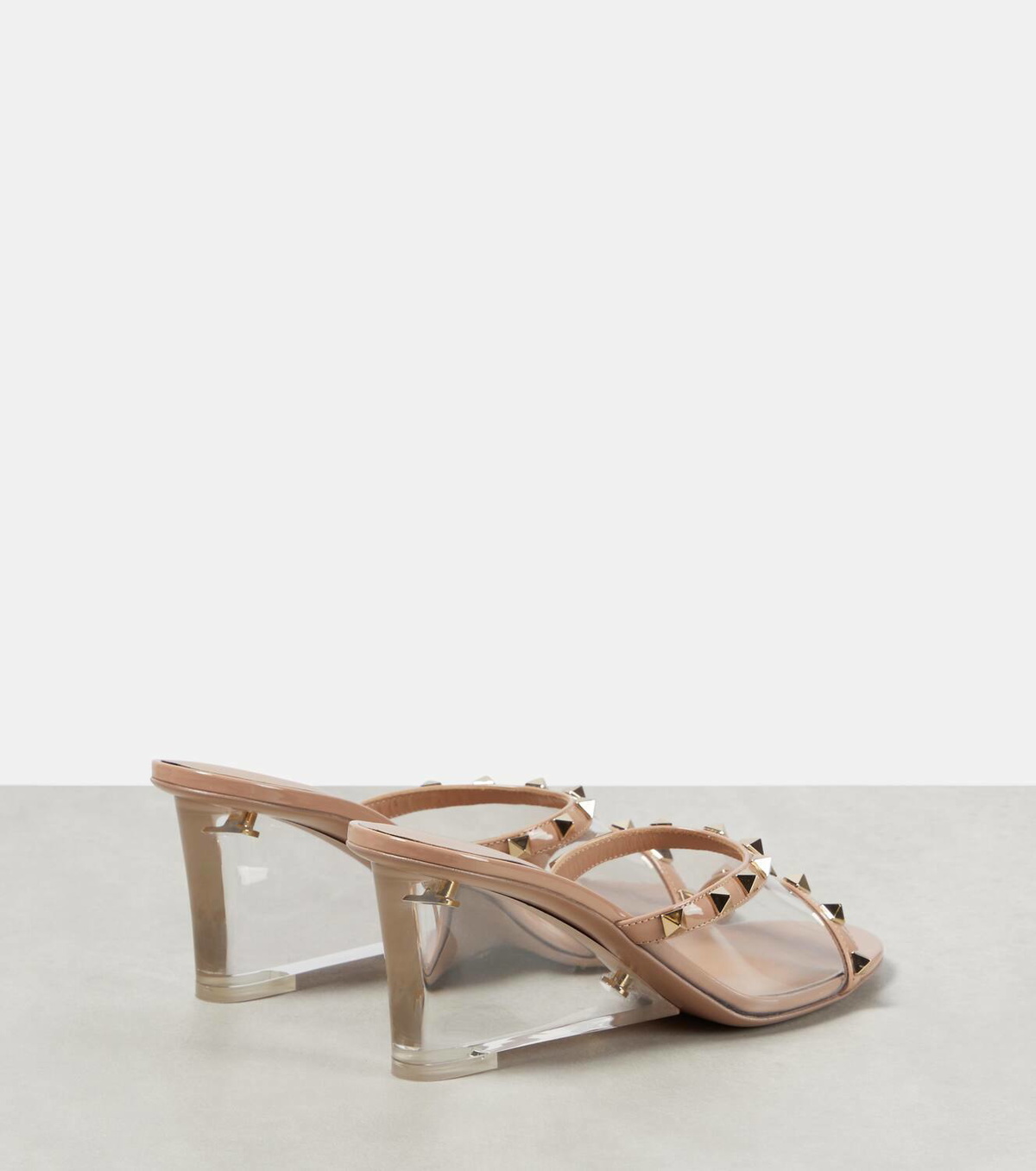 Valentino Garavani Rockstud leather and PVC wedge mules