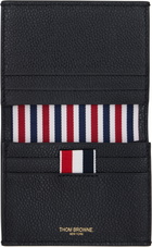 Thom Browne Black Pebble Grain RWB Stripe Double Card Holder
