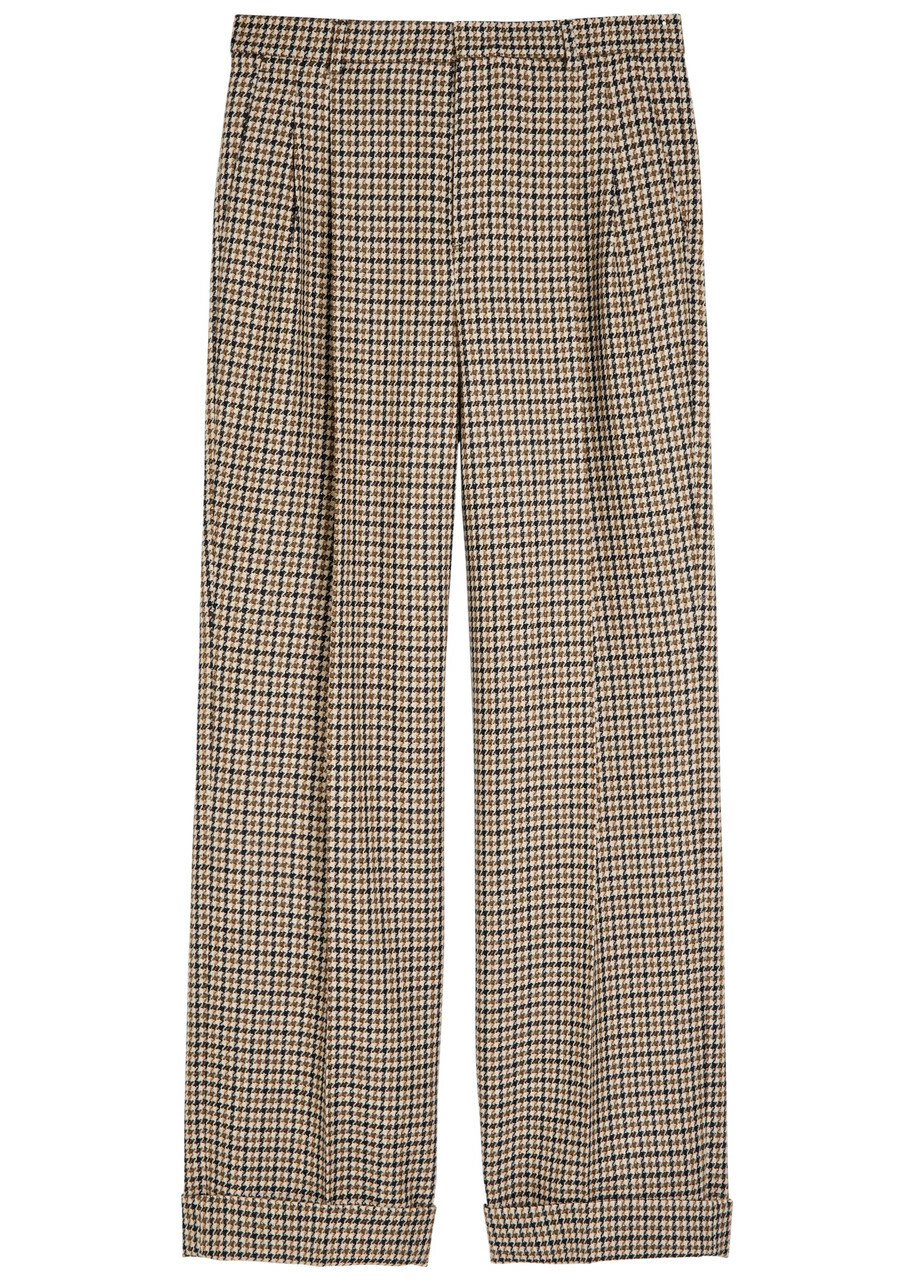 Valentino Garavani Houndstooth Straight-leg Wool Trousers Multicoloured 1