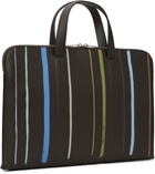 Paul Smith Brown 'Painted Stripe' Slim Leather Folio Briefcase