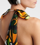Christopher Esber Printed draped silk top