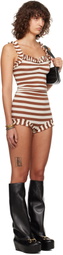 LAURA ANDRASCHKO White & Brown Frilly Bodysuit