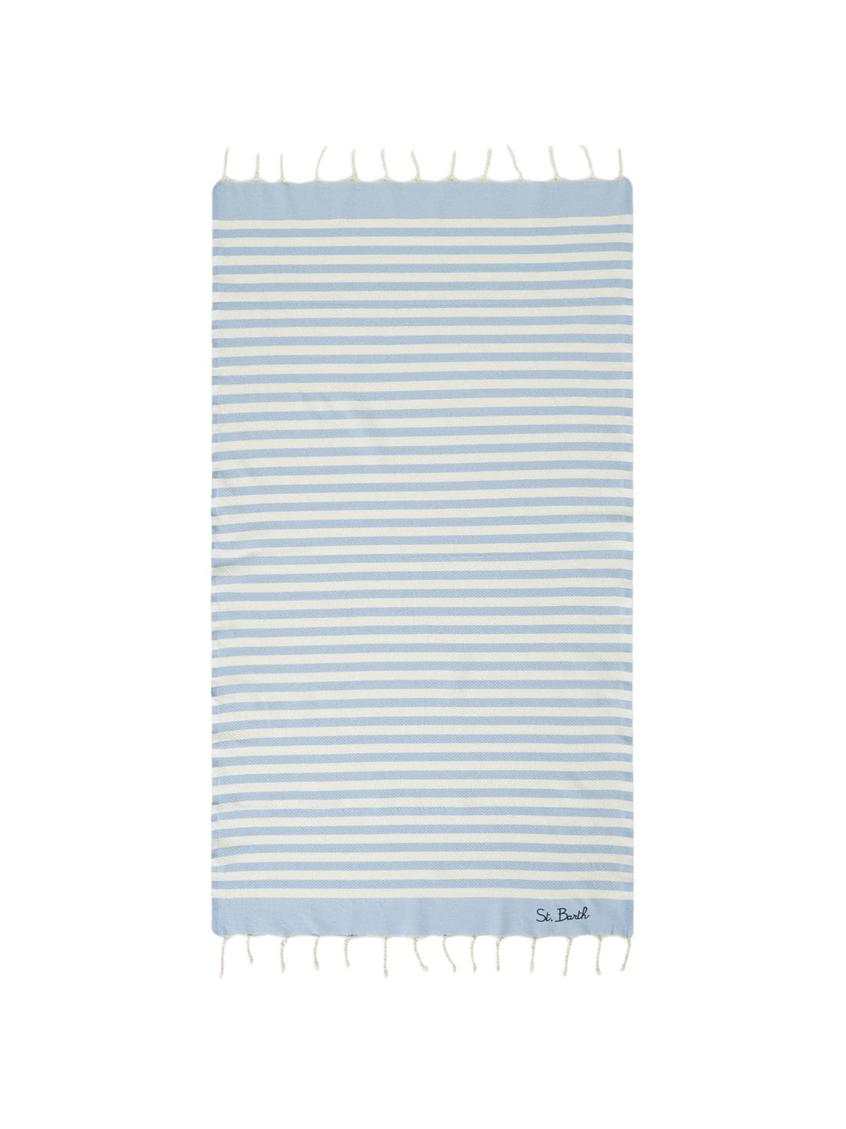 MC2 Saint Barth Cotton Beach Towel Fouta With Light Blue Striped Print