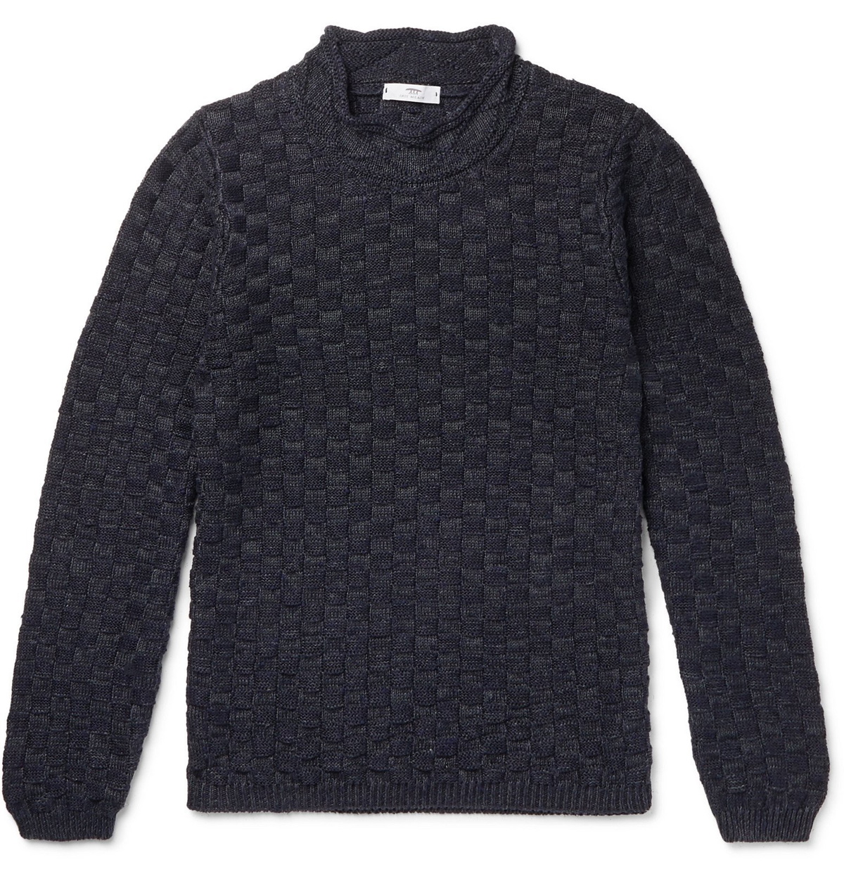 Inis Meáin - Mock-Neck Basketweave Linen and Silk-Blend Sweater