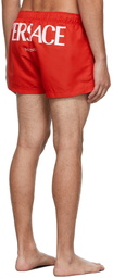 Versace Underwear Red Logo Swim Shorts