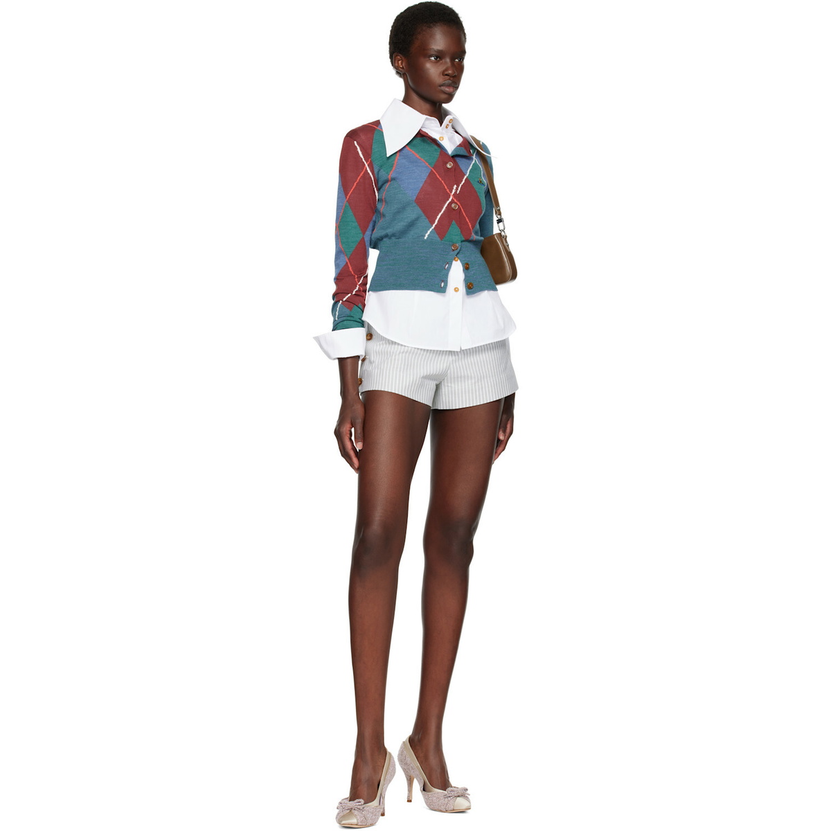 Vivienne Westwood Blue Argyle Cropped Cardigan