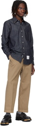 Thom Browne Navy Straight Fit Denim Shirt