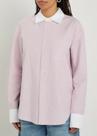 Mother The Room Frenchie Striped Cotton Shirt Pink