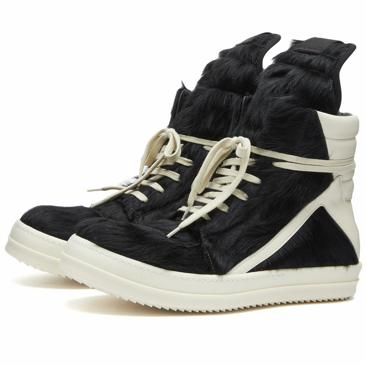 Photo: Rick Owens Men's Pony Geobasket Sneakers in Black/Milk