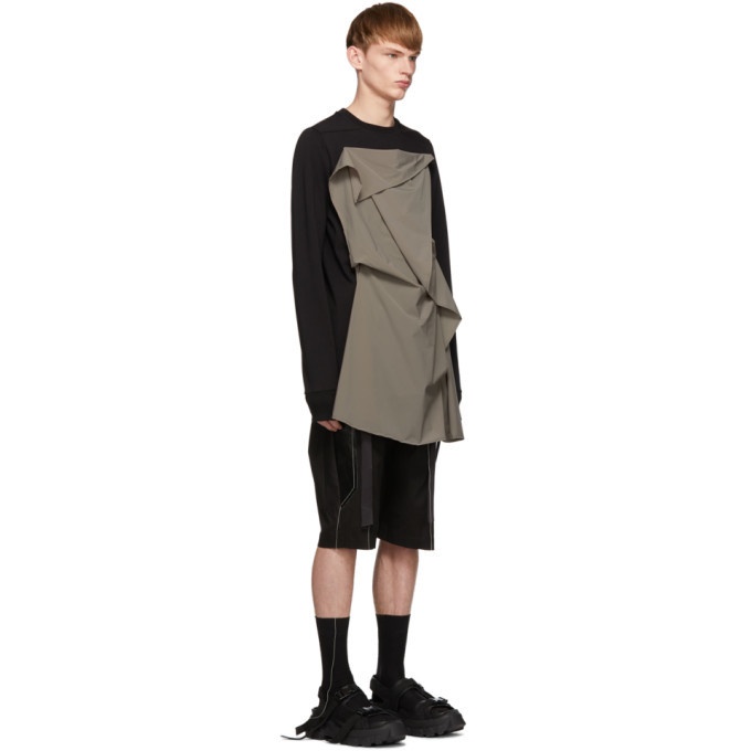 Rick Owens Black and Grey Front Panel Sweater Rick Owens