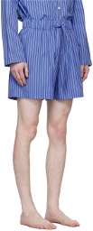 Tekla Blue Striped Pyjama Shorts