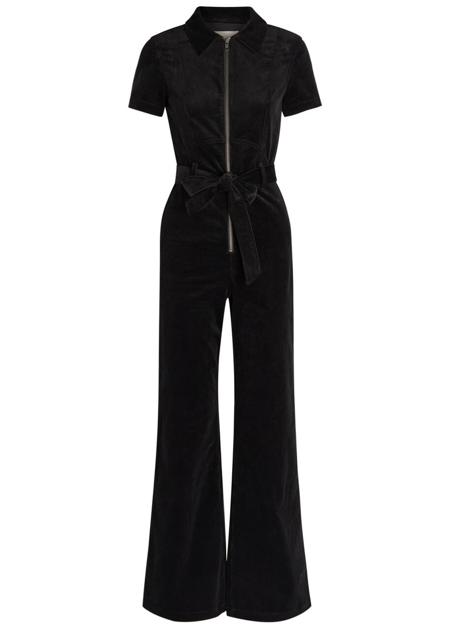 Alice + Olivia Gorgeous Corduroy Wide-leg Jumpsuit Black