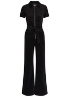 Alice + Olivia Gorgeous Corduroy Wide-leg Jumpsuit Black
