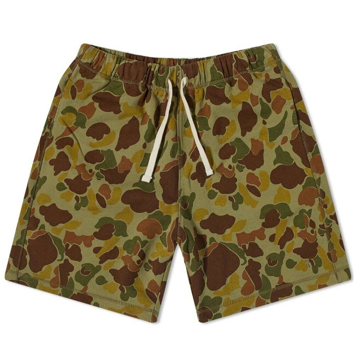 Photo: Nigel Cabourn Men's Embroidered Arrow Sweat Short in Us Camo