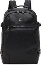 Hugo Black Faux-Leather Stacked Logo Backpack