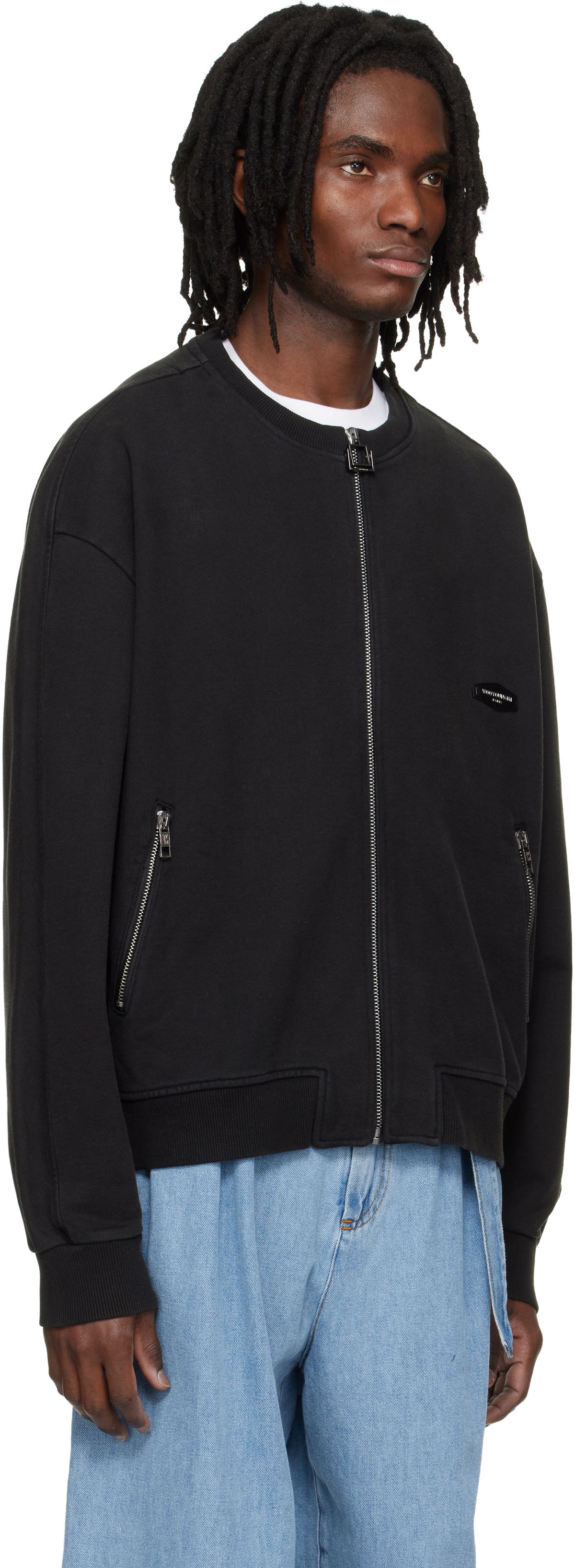 WOOYOUNGMI Black Zip-Up Sweatshirt