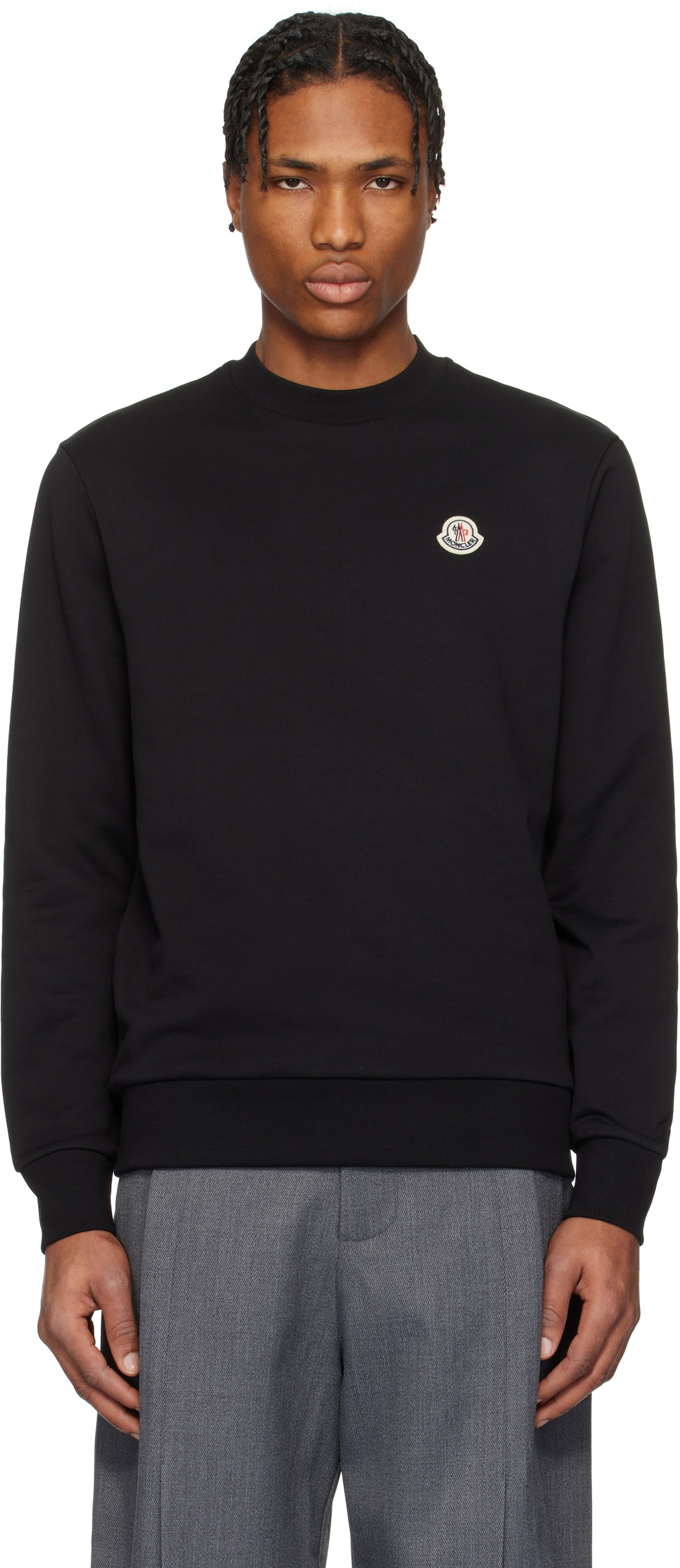 モンクレール　ロゴ　スエット　LOGO PATCH SWEATSHIRT Black Logo Patch Cotton Sweatshirt - Sweatshirts for Men | Moncler US