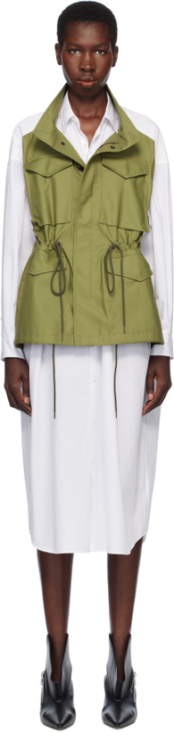 Photo: Junya Watanabe White & Khaki Shirt Midi Dress