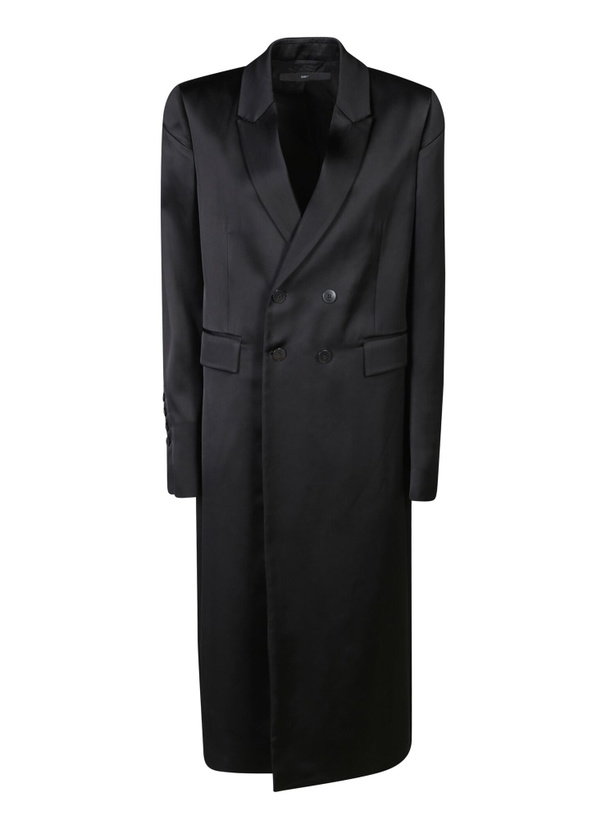 Photo: Sapio Double-breasted Viscose Satin Coat In Black