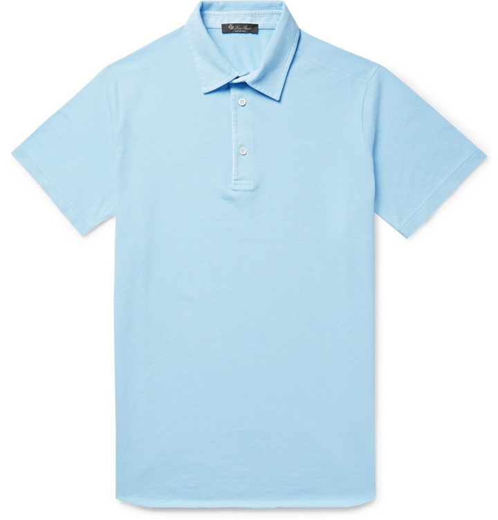 Photo: Loro Piana - Cotton-Piqué Polo Shirt - Sky blue