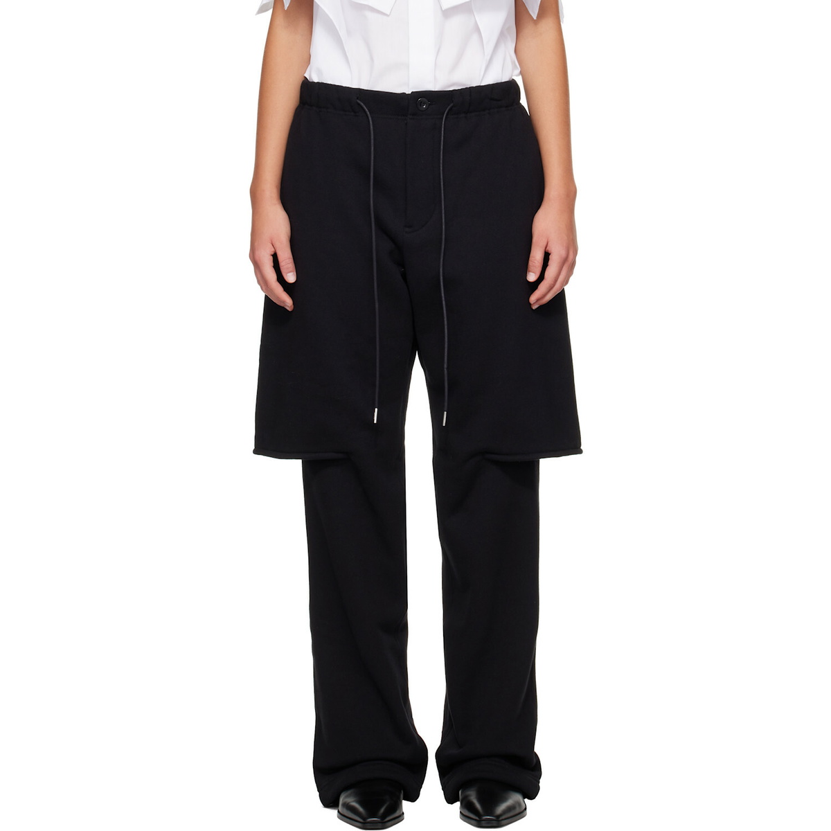 sacai Black Cotton Jersey Lounge Pants