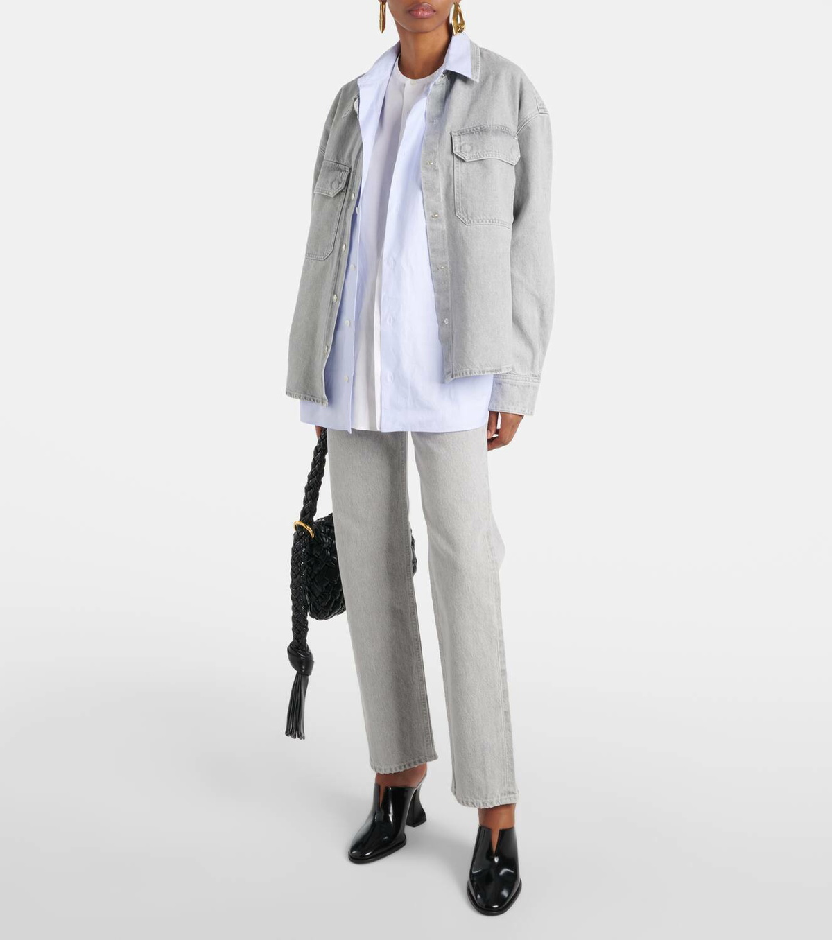 AGOLDE 売れ筋商品|||アゴルド シャツ トップス レディース Denim shirts Grey Agolde Women's Nyx Denim Shirt | $208.00 | Saint Bernard