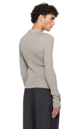 Rier Gray Fine Rib Silk Polo